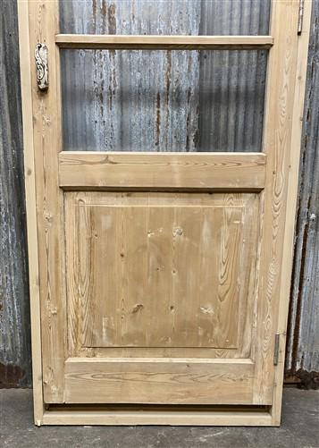 Antique French Single Door (32x93) Glass Pane Door with Jamb, Encased Door T15