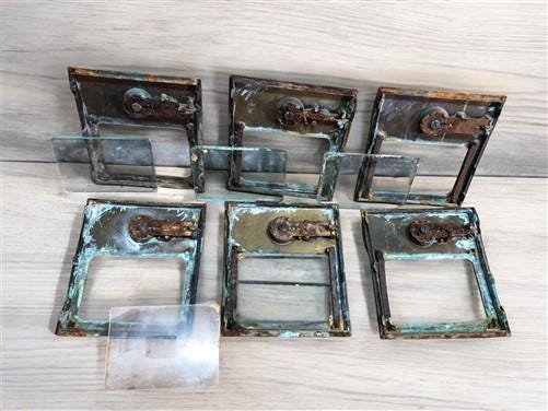 Art & Collectibles > Collectibles - US Post Office Box Bronze Star Doors, Vintage Combination Lock Mailbox Doors C by The...