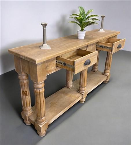 60" Sofa Table with Drawers, Coffee Table, Entryway Console Table Natural Wood A