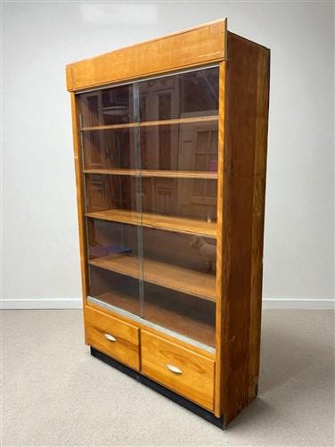 Home & Living > Furniture > Dining Room Furniture > Buffets & China Cabinets - 2 Sliding Door Display Cabinet, Vintage Dis...
