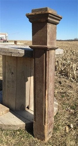 Home & Living > Home Improvement > Moldings & Trim - Newel Post Porch Column, Wood Architectural Salvage Repurpose Railing...