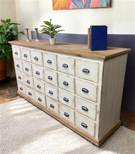 Home & Living > Furniture - 24 Drawer White Apothecary Cabinet Store Cabinet Store Display Pharmacy Cupboard by The Old Gr...