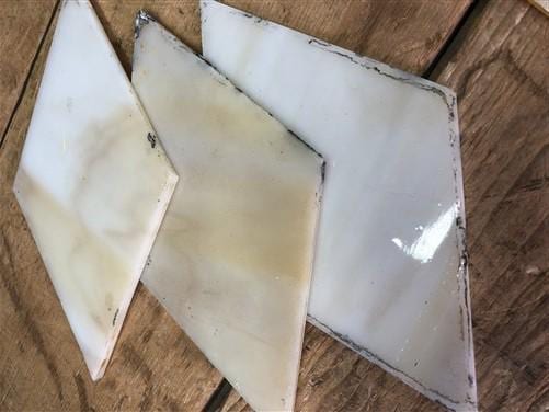 Craft Supplies & Tools > Raw Materials > Glass - 9 Stained Slag Glass Diamond Panes, Reclaimed Church Window Art Glass Pie...