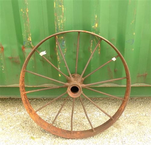 2 Cast Iron Implement Wheels, Wagon Wheel, Tractor Steel Rims, Industrial Age F