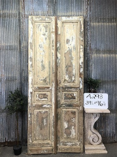 Antique French Double Doors (39.5x96.5) Raised Panel Doors, European Doors A298