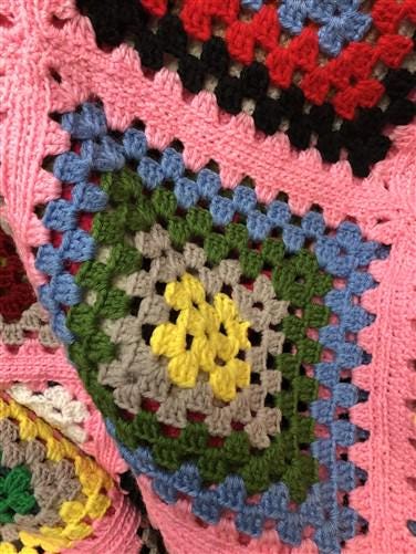 Home & Living > Bedding > Blankets & Throws > Afghans - Crocheted Afghan Blanket, Vintage Handmade Knit Throw, Couch Lap B...
