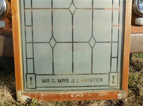 Etched Frosted Clear Glass Vintage Church Window, Architectural Art Glass, B