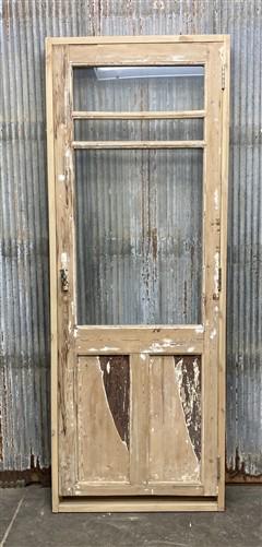 Antique French Single Door (31x86.5) Glass Pane Door with Jamb, Encased Door T10