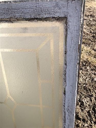 Home & Living > Home Improvement > Windows - Etched Frosted Clear Glass Vintage Church Window, Architectural Art Glass, J...