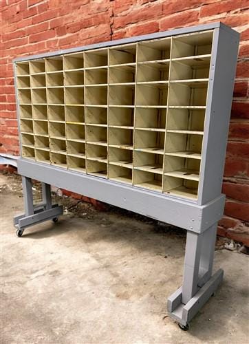 Hardware Store Cabinet, Railroad Post Office Mail Sorter, Bolt Bin, Cubbyhole, A