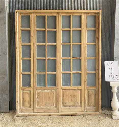 Antique French Double Doors (71x88) Frosted Glass European SideLite Jamb C4