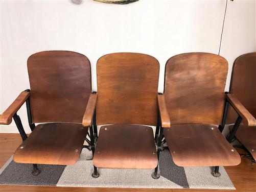 Home & Living > Furniture - 5 Vintage Wood Folding Theater Seats, Auditorium Seats, Entryway Bench, E15 by The Old Grainery