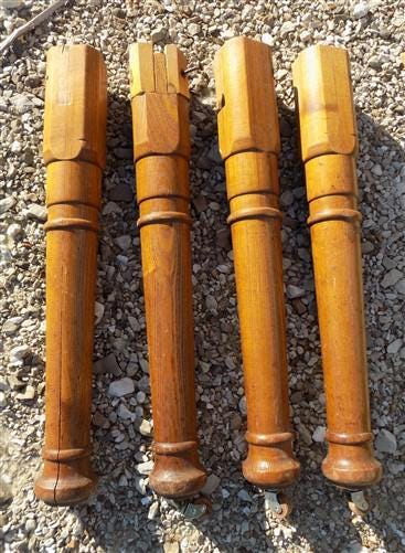 Home & Living > Furniture > Dining Room Furniture - 4 Wood Table Legs, Harvest Folk Art Architectural Salvage, Vintage Fur...