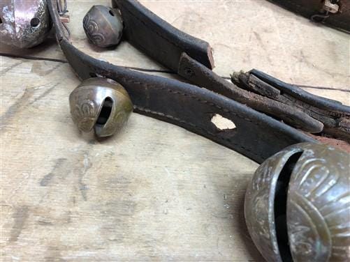 16 Sleigh Bells Horse Rein Leather Strap, Christmas Winter Brass Jingle Bells R