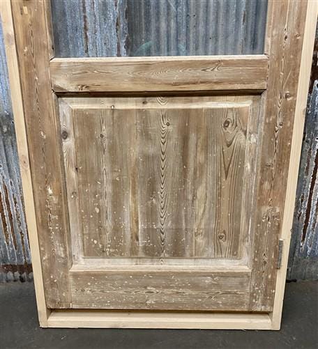 Antique French Single Door (32.5x83) Glass Pane Door with Jamb, Encased Door T40