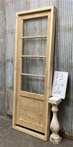 Antique French Single Door (28.25x82) Glass Pane Door with Jamb, Encased Door T3