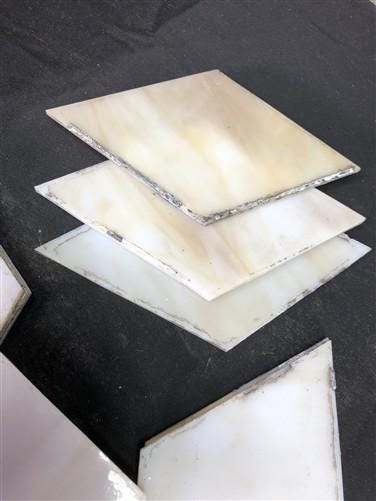10 Stained Slag Glass Diamond Panes, Reclaimed Church Window Art Glass Pieces E