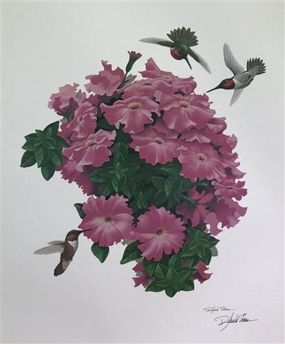 Art & Collectibles > Prints > Lithographs - Richard Sloan, Hummingbird, Signed Print, 28x22, Wade Collection, Plate 45 by...