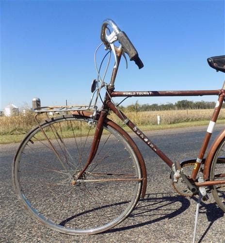 Toys & Games > Sports & Outdoor Recreation > Bikes & Cycling > Bicycles - Chicago Schwinn Bicycle, Brown 3 Speed World Tou...