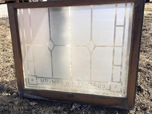 Home & Living > Home Improvement > Windows - Etched Frosted Clear Glass Vintage Church Window, Architectural Art Glass, I...