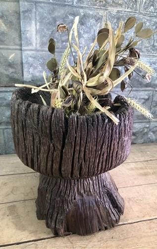 Home & Living > Home Decor > Home Accents - Rustic Wood Planter, Wood Stump, Round Wooden Flower Pot, Natural Wood Decor,...