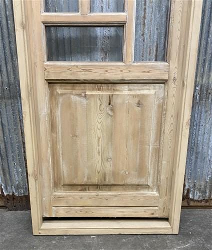 Antique French Single Door (27.5x82) Glass Pane Door with Jamb, Encased Door T13
