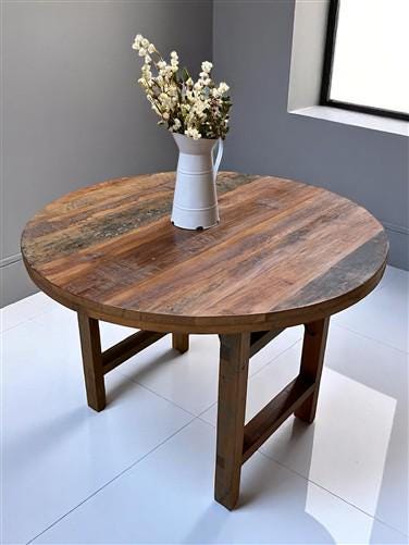 Rustic Round Table, Vintage Dining Room Table, Kitchen Island, Game Table,  G