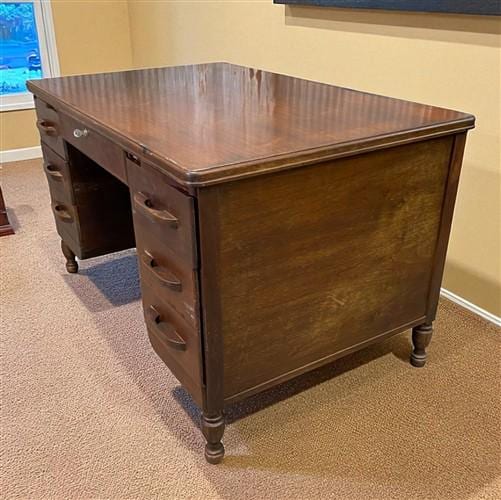 Home & Living > Furniture > Office Furniture > Desks - 50" Walnut Desk, Vintage Wood Farmhouse Table, Home Office Desk, Co...