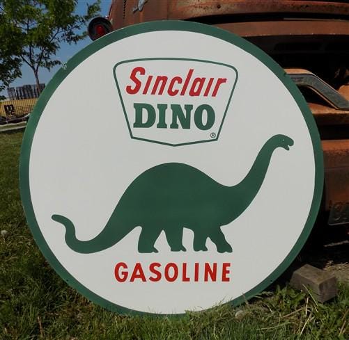 Sinclair Dino Gasoline Sign, Double Sided Metal Porcelain Advertising Sign A
