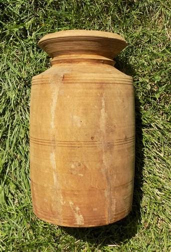 Water Jug, Wood Pot, Wood Vase, Rustic Planter, Modern Farmhouse, European R
