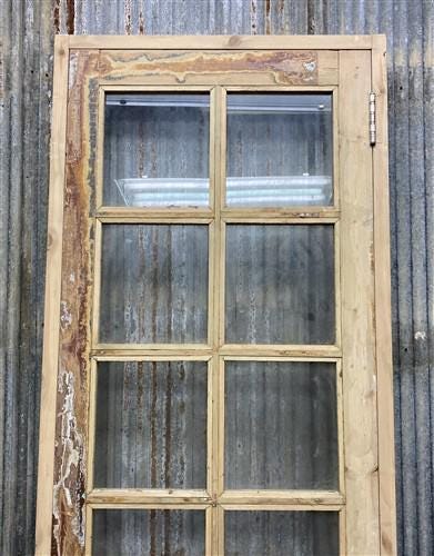 Antique French Single Door (24.75x95) Glass Pane Door with Jamb, Encased Door T1