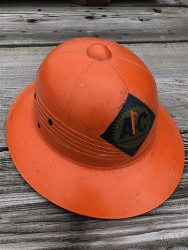 Art & Collectibles > Collectibles > Advertisements - Allis Chalmers Pith Helmet, Vintage Tractor Advertising Hat, AC Sign,...