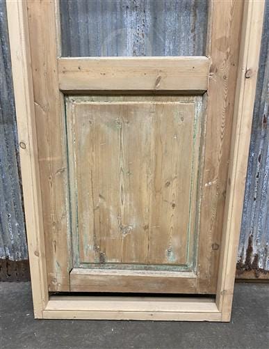 Antique French Single Door (25.5x80) Glass Pane Door with Jamb, Encased Door T52