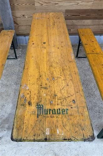 Vintage German Oktoberfest, Beer Garden Table and Benches, Picnic Table, Y29