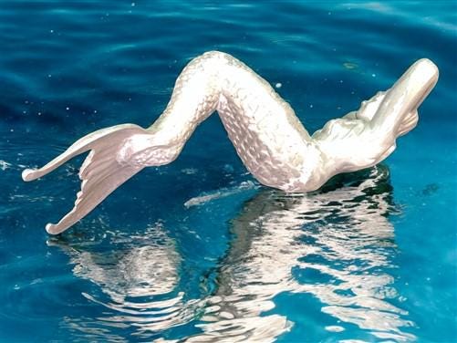 Home & Living > Outdoor & Gardening > Garden Decoration > Outdoor Statues - Mermaid Statue, Bench Sitter, Large Aluminum,...