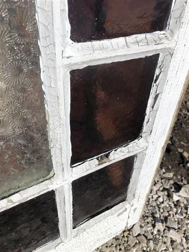 Antique Stained Glass, Rectangular Church Window, Architectural Art Glass, A10