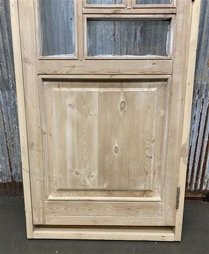Antique French Single Door (27x81.5) Glass Pane Door with Jamb, Encased Door T27