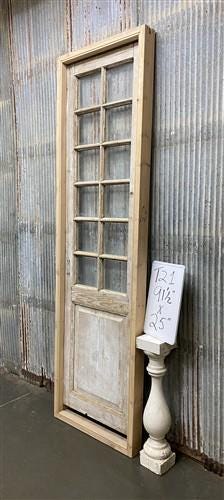 Antique French Single Door (25x91.5) Glass Pane Door with Jamb, Encased Door T21