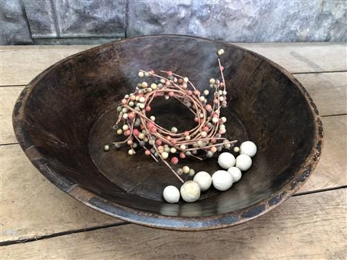 Home & Living > Kitchen & Dining > Kitchen Decor > Centerpieces & Table Decor > Centerpieces - Dark Wood Bowl, Rustic Farm...