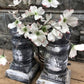 Home & Living > Home Decor > Home Accents - Pair Gray Wooden Pillar 10.5" Candlestick Holders, Decor, Table Centerpiece, A...