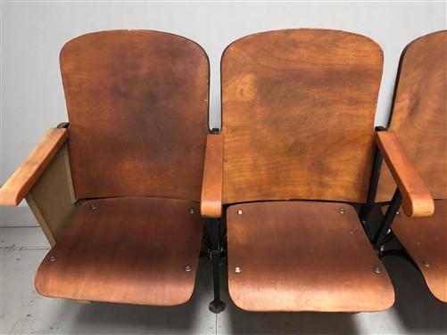 Home & Living > Furniture - 4 Vintage Wood Folding Theater Seats, Auditorium Seats, Entryway Bench, E10 by The Old Grainery
