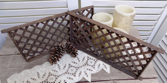 Cast iron grate - 2 Flat Cast Iron Grates Fretwork Vent Covers Air Return Architectural Salvage O, by The Old Grainery (Ai...