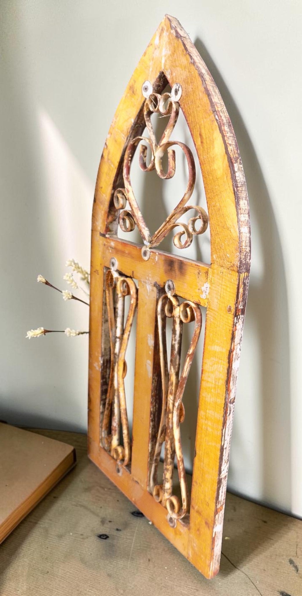 Windows - Arched Rustic Metal Wood Window Frame, Vintage Inspired Wall Decor, Heart Scroll by The Old Grainery (2020-Now,...
