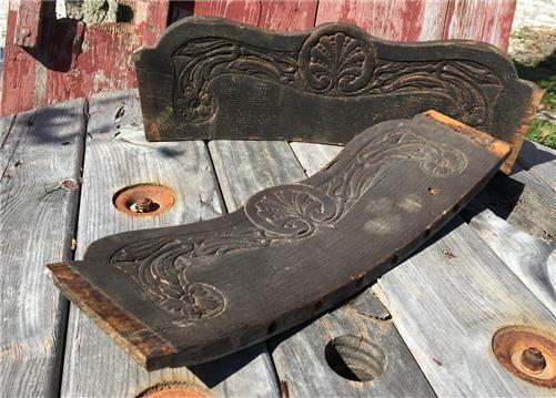 Furniture Parts - 2 Wooden Furniture Parts, Crown Molding Pediment, Architectural Salvage c by The Old Grainery (architect...