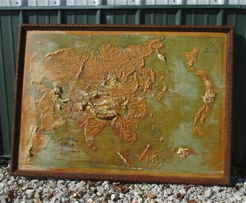 map - Antique Relief Map Asia 1913 Edition, Atlas Relief Map Co Chicago, Vintage Map, by The Old Grainery (1913, antique m...