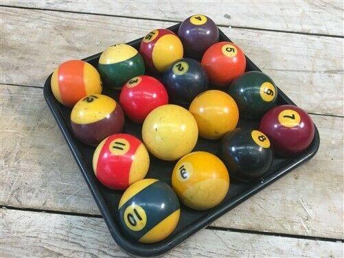 Billard Balls - Billiard Pool Balls, Table Game Hall Balls, 2 1/4 Inch Stripes Solids Vintage a, by The Old Grainery (8 ba...