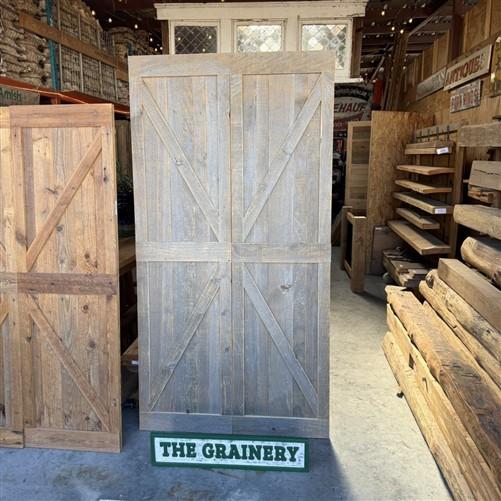 Rustic Reclaimed Barn Wood Door Set, Handmade Amish Sliding Barn Doors Farmhouse