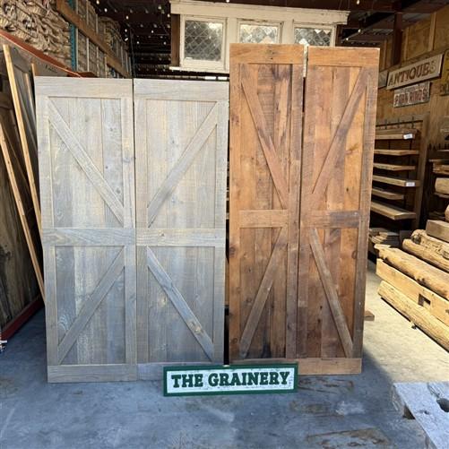 Rustic Reclaimed Barn Wood Door Set, Handmade Amish Sliding Barn Doors Farmhouse