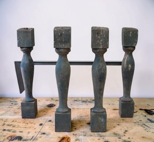 Balusters - 4 Vintage Green Wood Balusters, Reclaimed Spindles, Architectural Salvage, A3 by The Old Grainery (Architectur...
