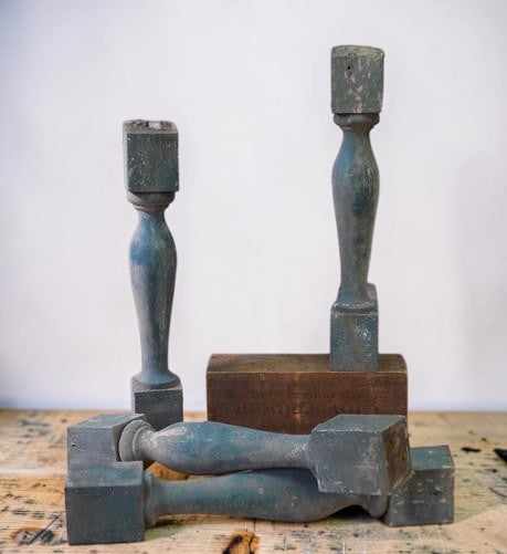 Balusters - 4 Vintage Green Wood Balusters, Reclaimed Spindles, Architectural Salvage, A3 by The Old Grainery (Architectur...